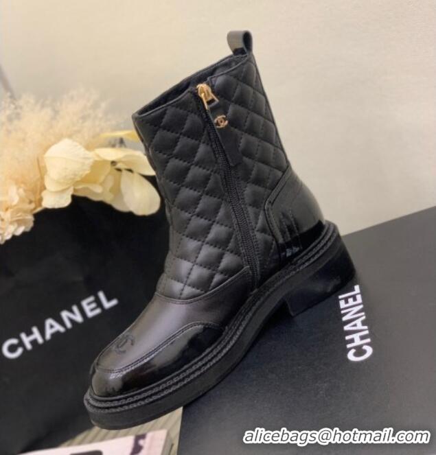 Big Discount Chanel Quilted and Lambskin Ankle Boots with Slide Zip Black 1103101