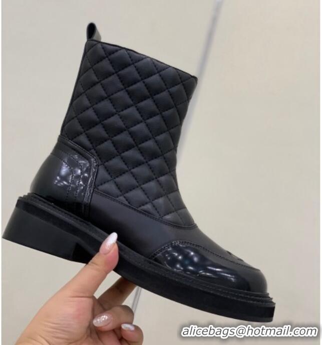 Big Discount Chanel Quilted and Lambskin Ankle Boots with Slide Zip Black 1103101