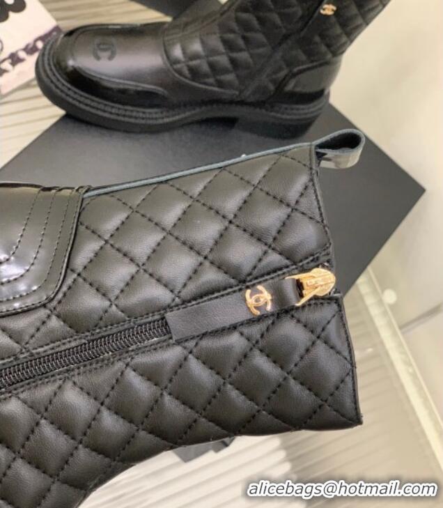 Big Discount Chanel Quilted and Lambskin Ankle Boots with Slide Zip Black 1103101