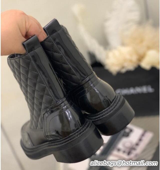 Big Discount Chanel Quilted and Lambskin Ankle Boots with Slide Zip Black 1103101