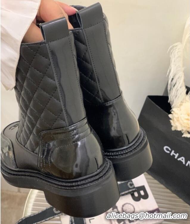 Lowest Price Chanel Quilted and Lambskin Ankle Boots with Front Zip Black 103105