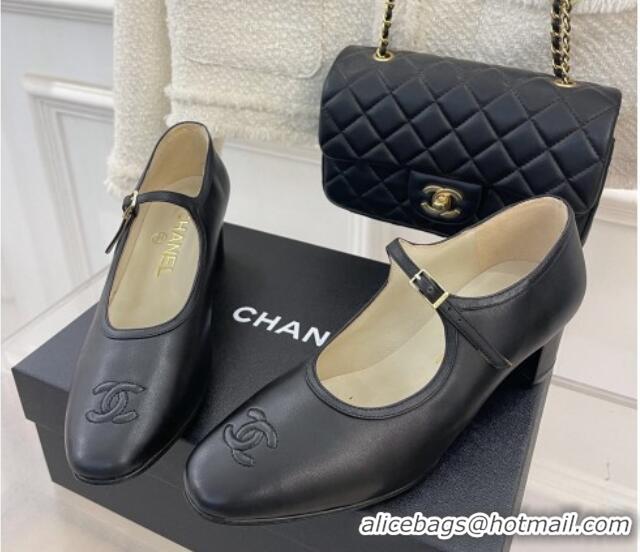 Trendy Design Chanel Lambskin Mary Janes Pumps Black 1103111