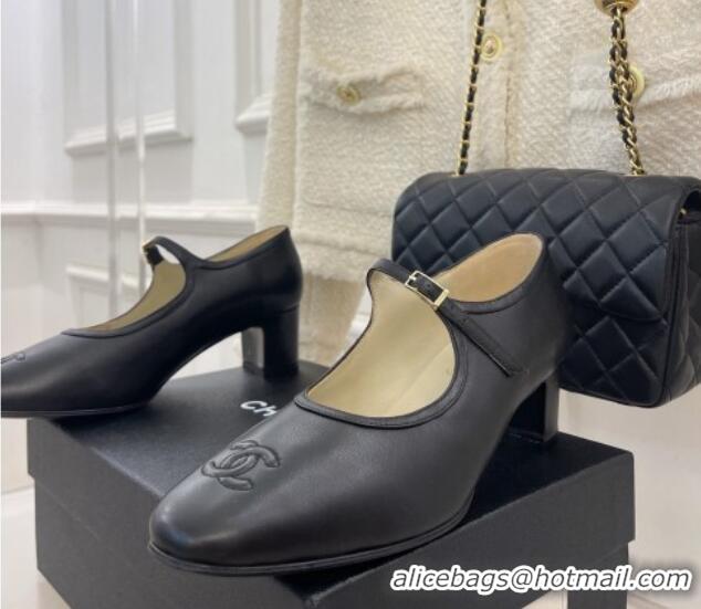 Trendy Design Chanel Lambskin Mary Janes Pumps Black 1103111