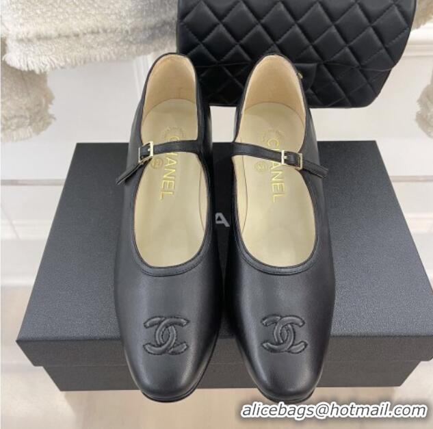 Trendy Design Chanel Lambskin Mary Janes Pumps Black 1103111