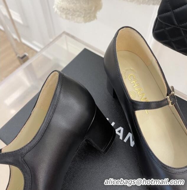 Trendy Design Chanel Lambskin Mary Janes Pumps Black 1103111