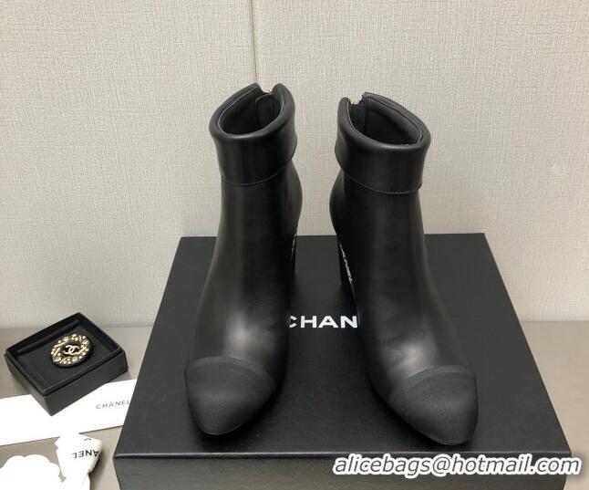 Luxury Discount Chanel Lambskin Ankle Boots with Metal Heel Black 103115