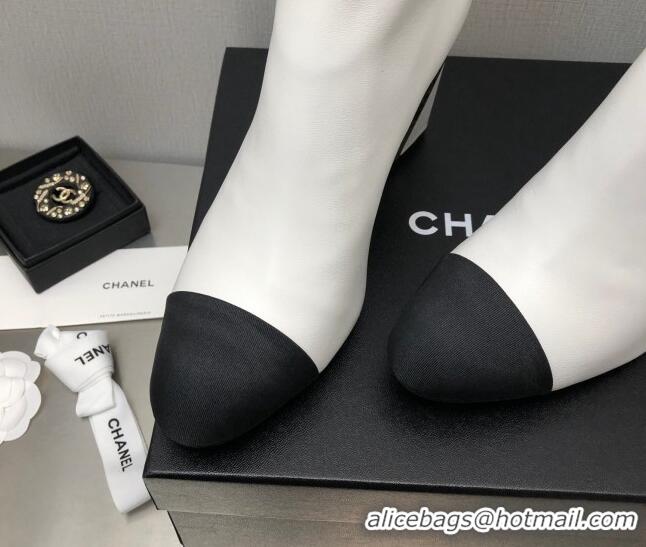 Luxury Chanel Lambskin Ankle Boots with Metal Heel White 1103116