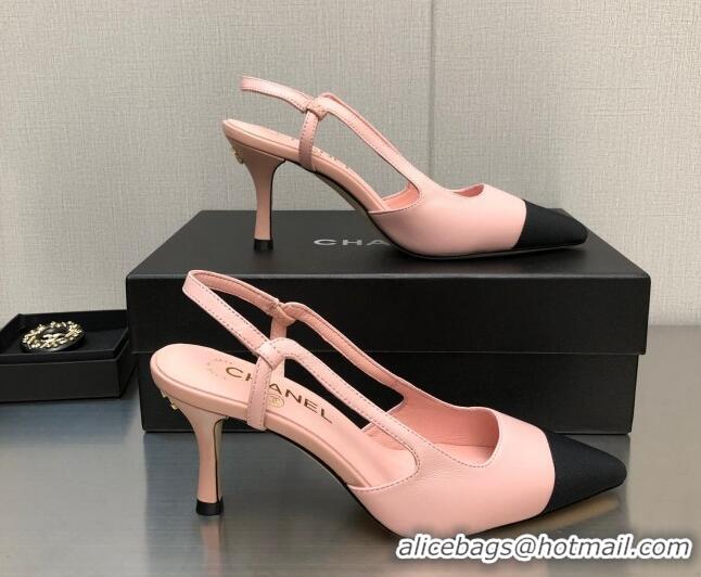 Sumptuous Chanel Lambskin Medium Heel Slingback Pumps 6.5cm Pink 103123