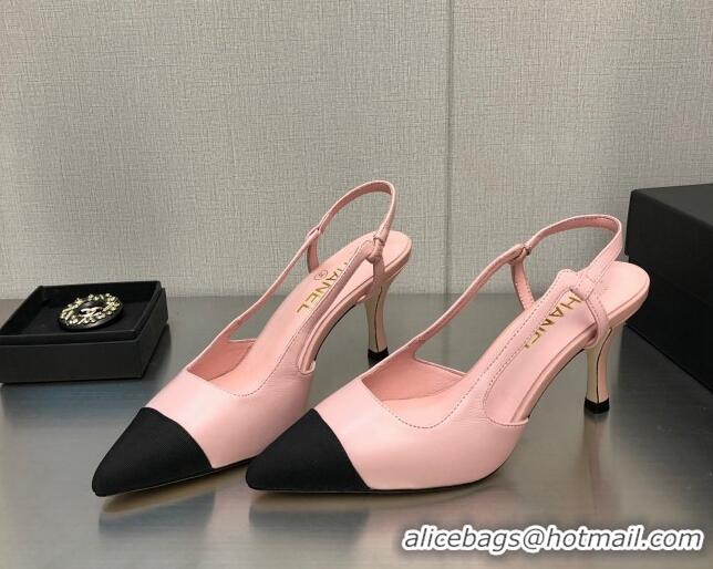 Sumptuous Chanel Lambskin Medium Heel Slingback Pumps 6.5cm Pink 103123