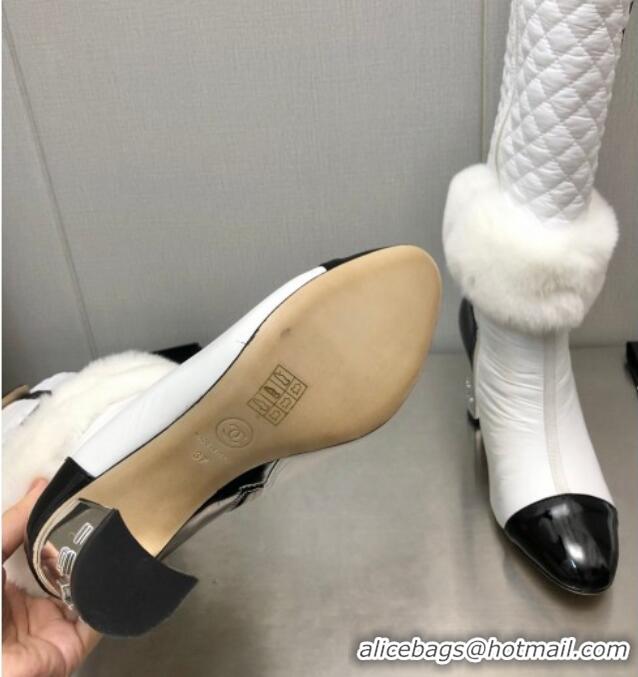 Purchase Chanel Nylon High Heel Boots 8cm White 110402