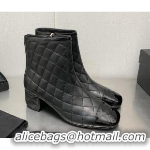 Hot Style Chanel Quilted Lambskin Ankle Boots 4.5cm Black 110406