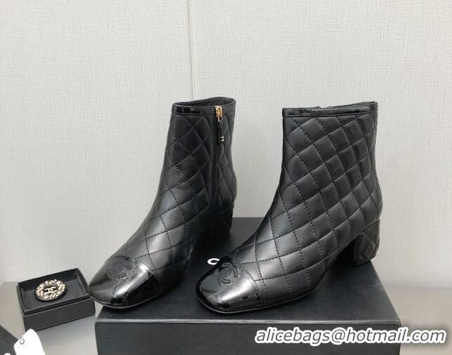 Hot Style Chanel Quilted Lambskin Ankle Boots 4.5cm Black 110406