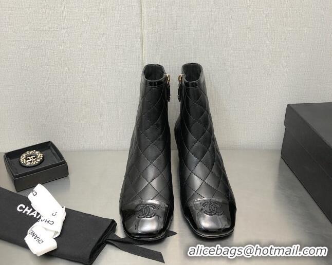 Hot Style Chanel Quilted Lambskin Ankle Boots 4.5cm Black 110406