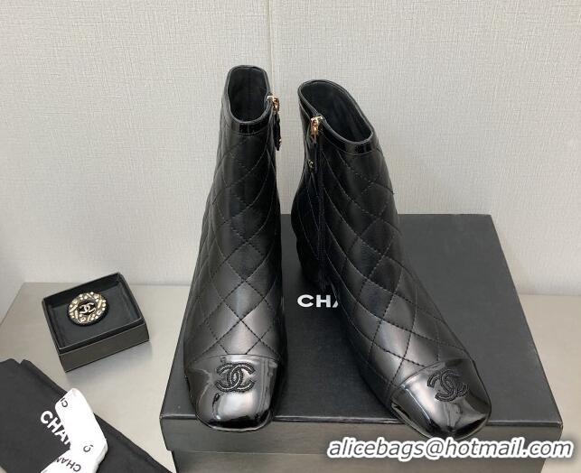 Hot Style Chanel Quilted Lambskin Ankle Boots 4.5cm Black 110406