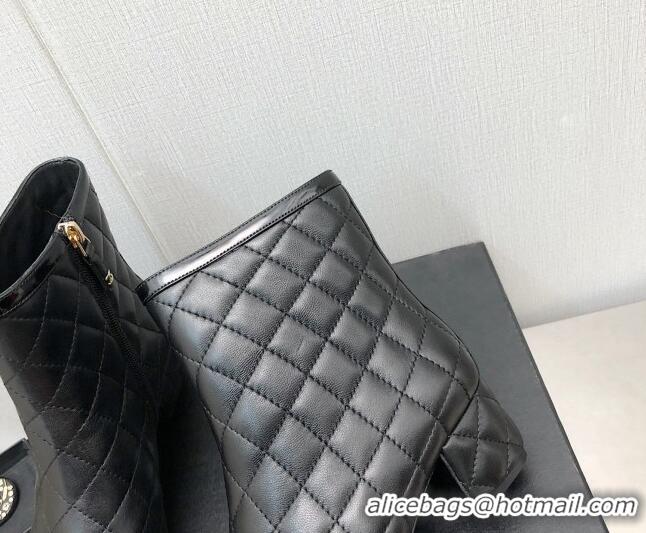 Hot Style Chanel Quilted Lambskin Ankle Boots 4.5cm Black 110406