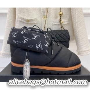 Purchase Chanel Fabric Pillow Ankle Boots Black 112816