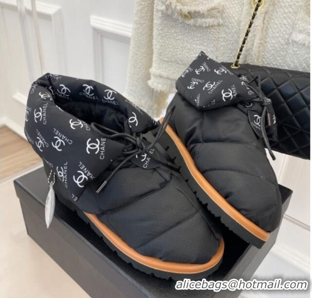 Purchase Chanel Fabric Pillow Ankle Boots Black 112816