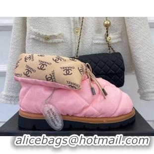 Unique Style Chanel Fabric Pillow Ankle Boots Pink 112817