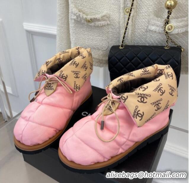 Unique Style Chanel Fabric Pillow Ankle Boots Pink 112817