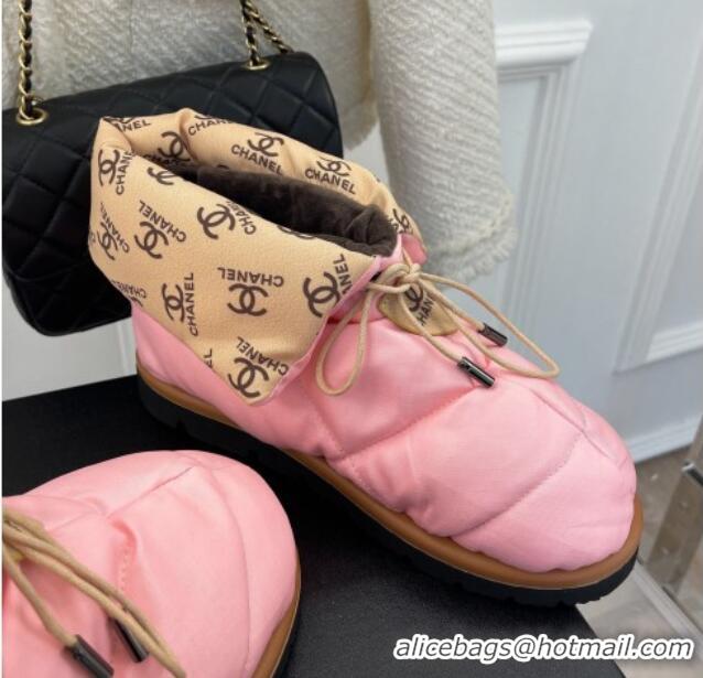 Unique Style Chanel Fabric Pillow Ankle Boots Pink 112817