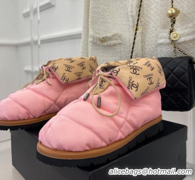 Unique Style Chanel Fabric Pillow Ankle Boots Pink 112817