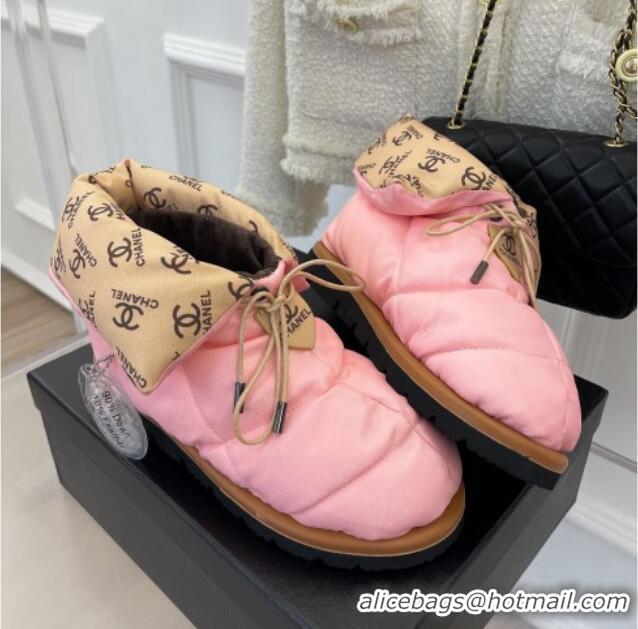 Unique Style Chanel Fabric Pillow Ankle Boots Pink 112817