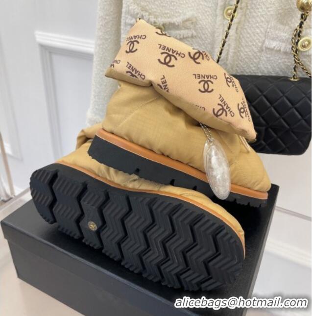 Good Looking Chanel Fabric Pillow Ankle Boots Gold 112818