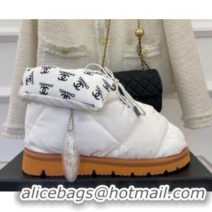 Best Quality Chanel Fabric Pillow Ankle Boots White 112819