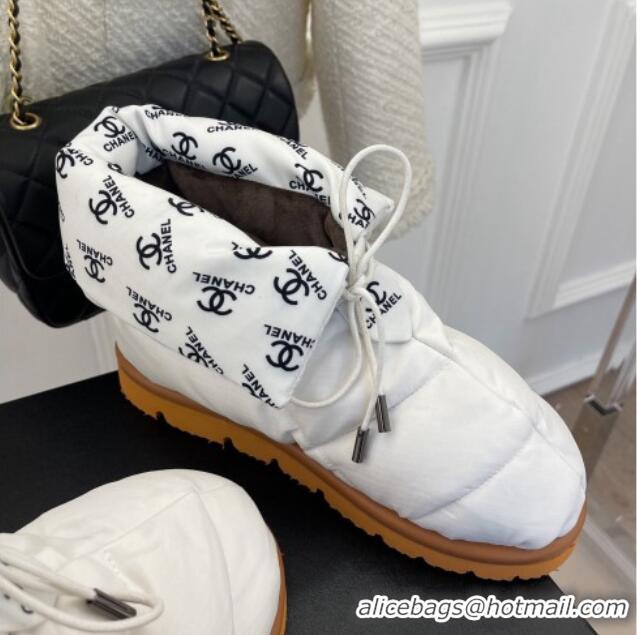 Best Quality Chanel Fabric Pillow Ankle Boots White 112819