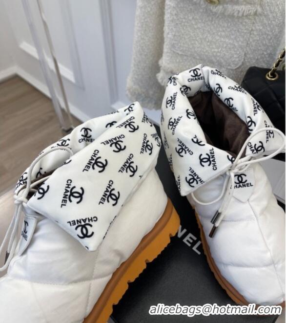 Best Quality Chanel Fabric Pillow Ankle Boots White 112819