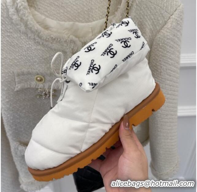 Best Quality Chanel Fabric Pillow Ankle Boots White 112819