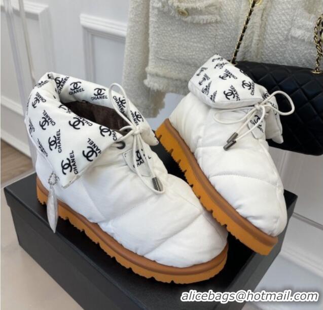 Best Quality Chanel Fabric Pillow Ankle Boots White 112819