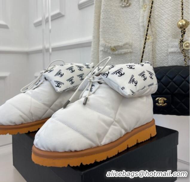 Best Quality Chanel Fabric Pillow Ankle Boots White 112819