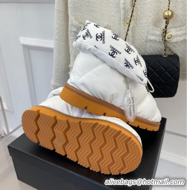 Best Quality Chanel Fabric Pillow Ankle Boots White 112819