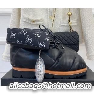 Trendy Design Chanel Lambskin Pillow Ankle Boots Black 112820