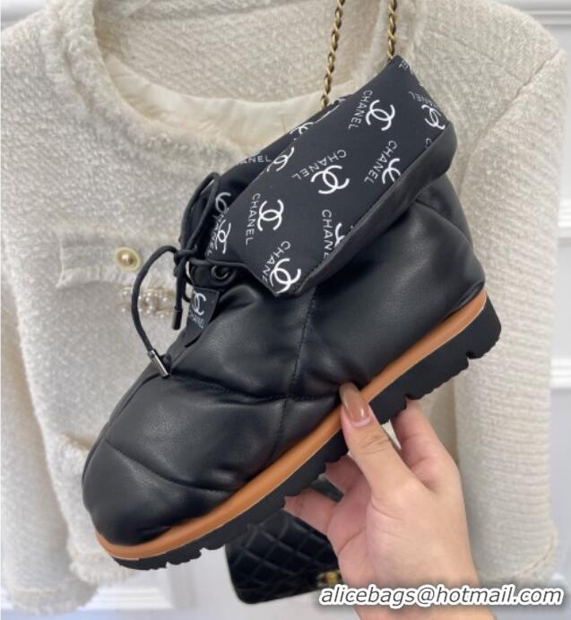 Trendy Design Chanel Lambskin Pillow Ankle Boots Black 112820