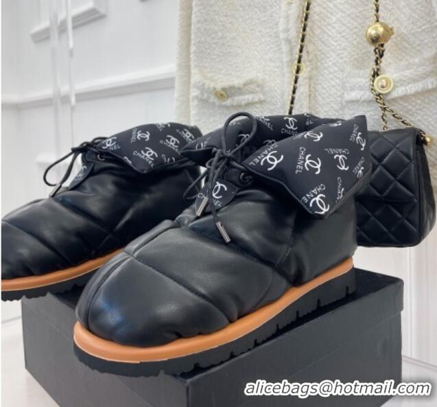 Trendy Design Chanel Lambskin Pillow Ankle Boots Black 112820