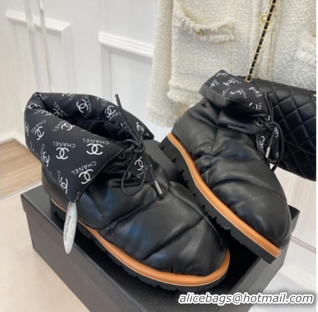 Trendy Design Chanel Lambskin Pillow Ankle Boots Black 112820