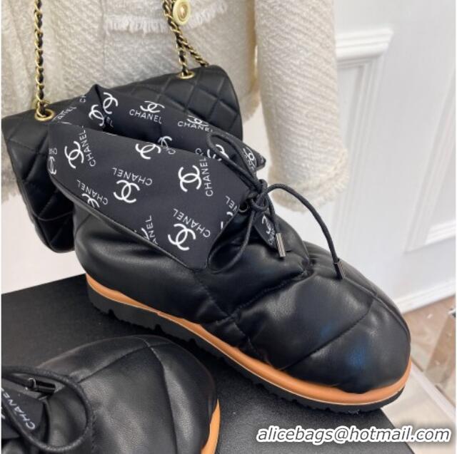 Trendy Design Chanel Lambskin Pillow Ankle Boots Black 112820