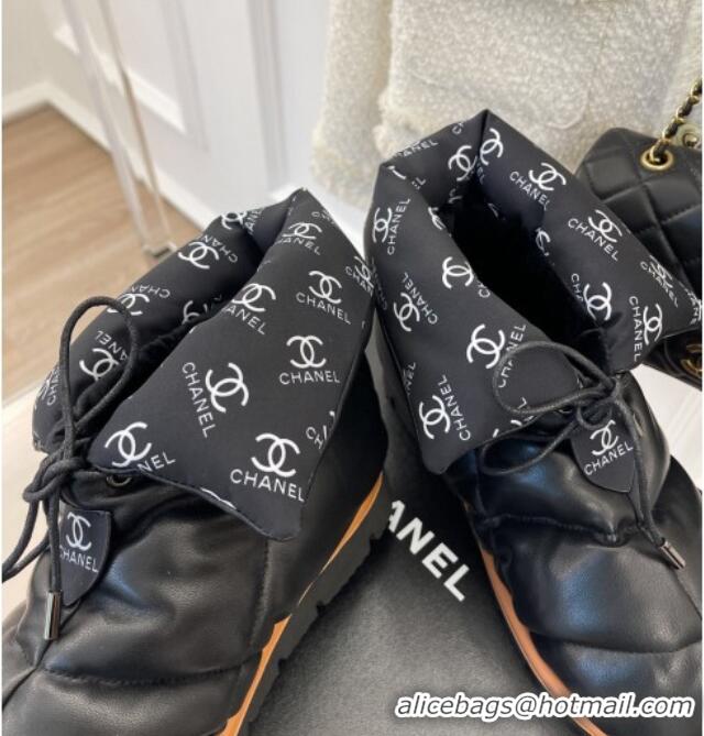 Trendy Design Chanel Lambskin Pillow Ankle Boots Black 112820