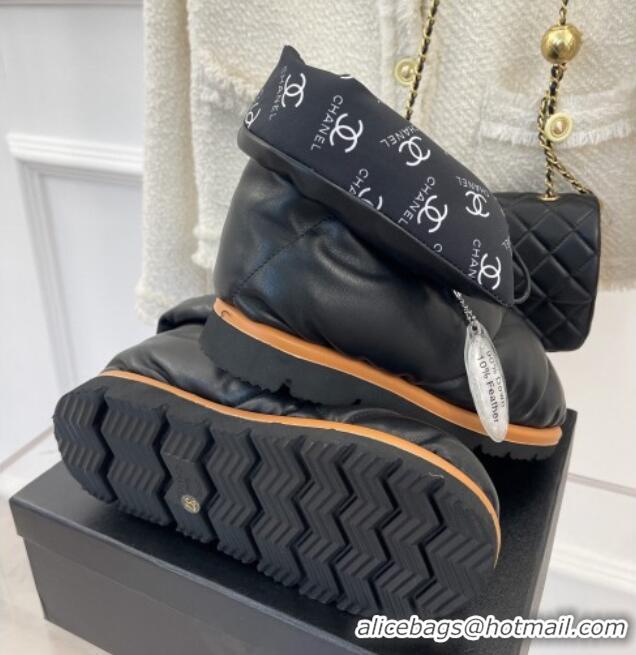 Trendy Design Chanel Lambskin Pillow Ankle Boots Black 112820