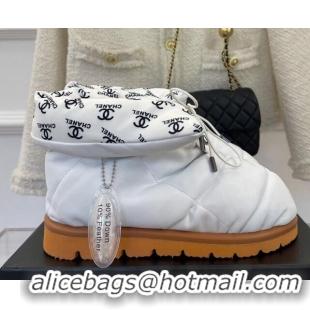 Top Quality Chanel Lambskin Pillow Ankle Boots White 112821