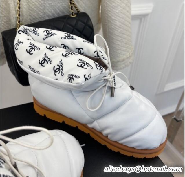 Top Quality Chanel Lambskin Pillow Ankle Boots White 112821