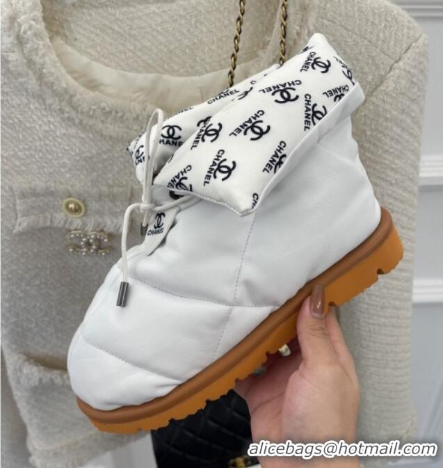 Top Quality Chanel Lambskin Pillow Ankle Boots White 112821