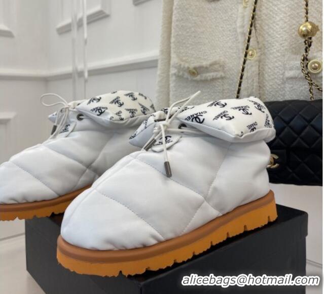 Top Quality Chanel Lambskin Pillow Ankle Boots White 112821