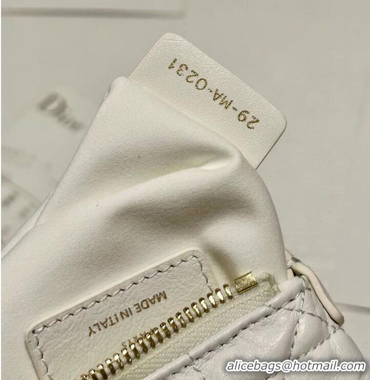 Promotional Unique Grade MINI DIOR CARO TULIP BAG Latte Quilted Macrocannage Calfskin S5139BF