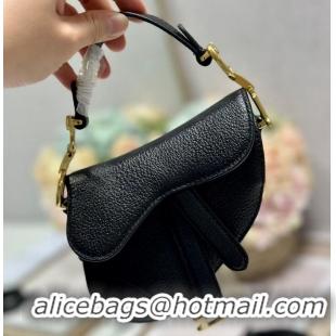 Super Quality DIOR MICRO SADDLE BAG Antique Goatskin S5685CC black