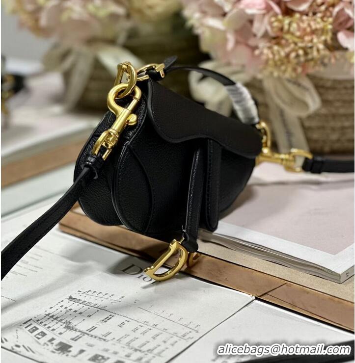 Super Quality DIOR MICRO SADDLE BAG Antique Goatskin S5685CC black