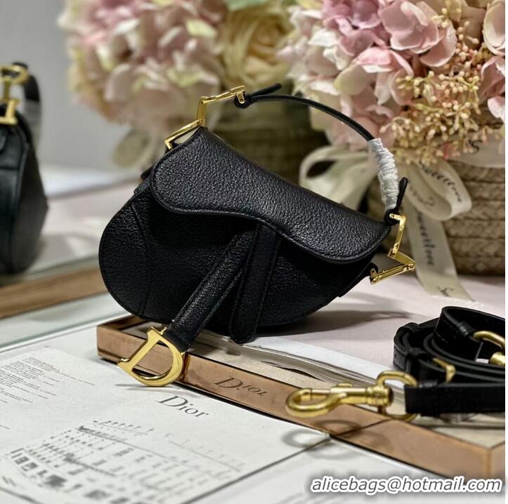 Super Quality DIOR MICRO SADDLE BAG Antique Goatskin S5685CC black