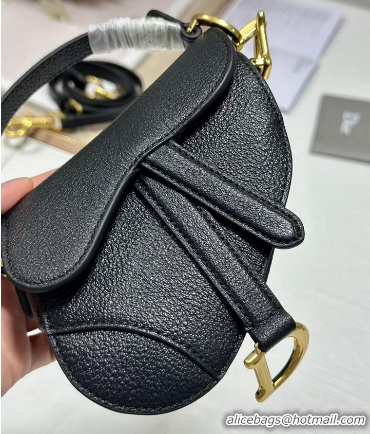 Super Quality DIOR MICRO SADDLE BAG Antique Goatskin S5685CC black